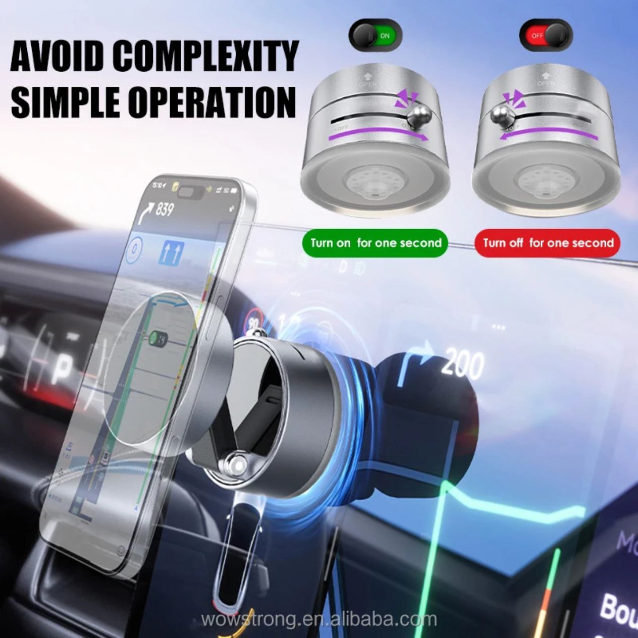 حامل هاتف مغناطيسي للسيارة تثبيت قوي ودوران 360°